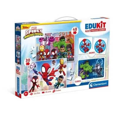 EDUkit - Spidey a jeho úžasní přátelé 4v1 (pexeso, 48 + 30 puzzle, 6 kostek)