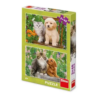 PEJSEK A KOČIČKA NA ZAHRADĚ 2x48 Puzzle