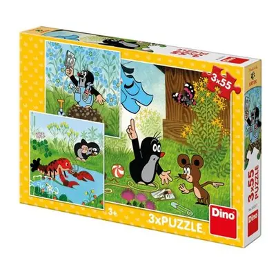 DINO Puzzle 3 x 55 dílků KRTEČEK A KALHOTKY