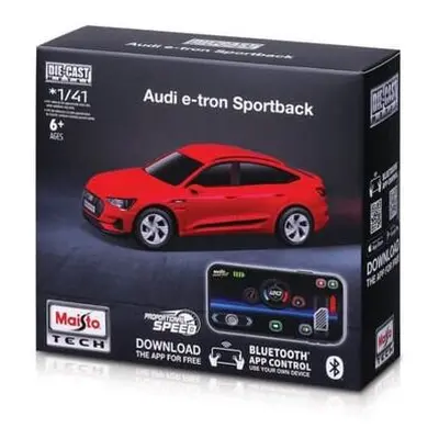 Maisto RC - DIE-CAST METAL se světly, 1:41, Audi e-tron Sportback, červená, 2,4GHz, USB, XTR, Bl