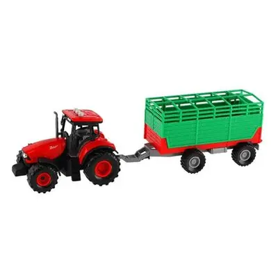 Teddies Traktor Zetor s vlekem plast 36cm na setrvačník na bat. se světlem se zvukem v krabici 3