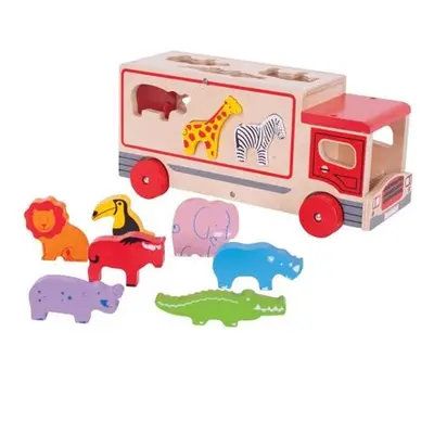 Bigjigs Toys Dřevěné auto se zvířátky safari