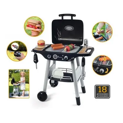 Smoby 24497 kuchyňka Barbecue gril černo-stříbrný na kolečkách se 17 doplňky