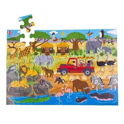 Bigjigs Toys Podlahové puzzle Africké dobrodružné 48dílků