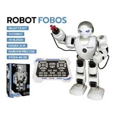 Robot RC FOBOS Bojovník chodící plast 40cm na baterie a USB připojení