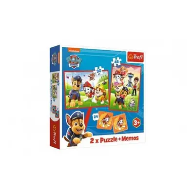 Puzzle 2v1 + pexeso Psí tým Tlapková patrola/Paw Patrol 27,5x20,5cm v krabici 28x28x6cm