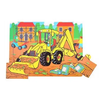 Bigjigs Toys Dřevěné puzzle bagr 9 dílků