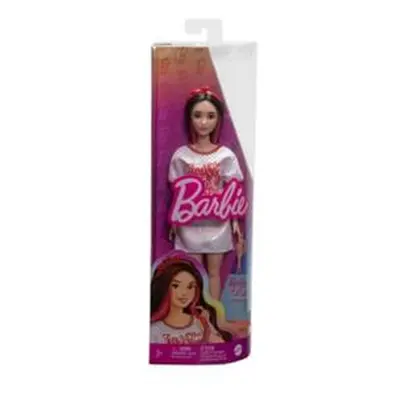 Barbie modelka-bílé lesklé šaty HRH12