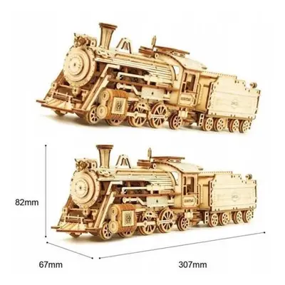 RoboTime dřevěné 3D puzzle Parní lokomotiva