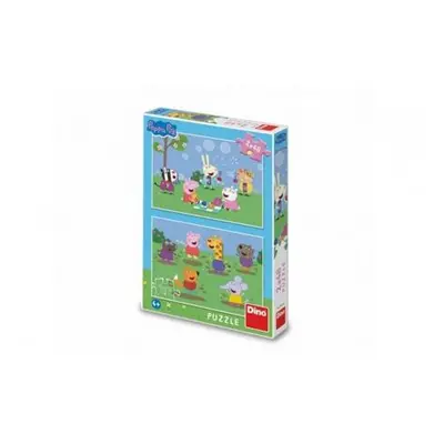 Puzzle 2v1 Prasátko Peppa/Peppa pig a kamarádi 2x48 dílků v krabici