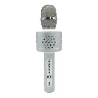 Mikrofon karaoke Bluetooth stříbrný na baterie s USB