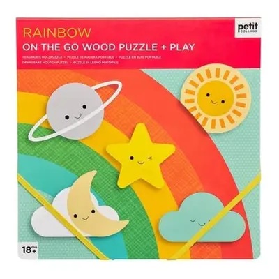 Petit Collage Robustní dřevěné puzzle Rainbow