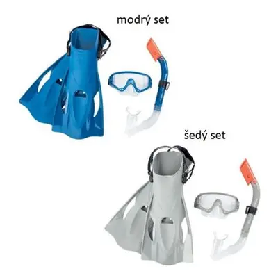 Šnorchlovací set Bestway - ploutve, brýle, šnorchl (šedý/modrý) varianta 1. modrý set