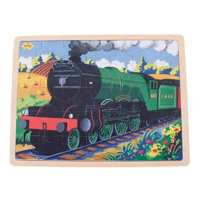 Bigjigs Toys Dřevěné puzzle historický vlak Flying Scotsman 35 dílků