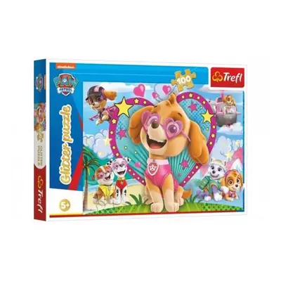 Puzzle Paw Patrol/Tlapková patrola třpytivé 100 dílků 48x34cm v krabici 33x23x4cm