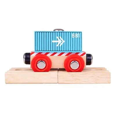 Bigjigs Rail Vagón modrý kontejner