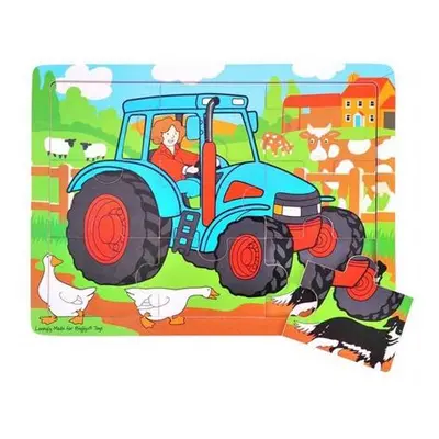 Bigjigs Toys Dřevěné puzzle traktor 9 dílků