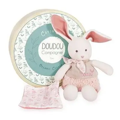 Doudou et Compagnie Paris Doudou Ecru králiček s růžovou dečkou z BIO bavlny 22 cm