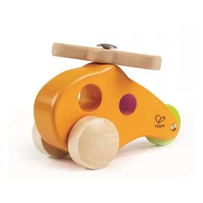 HAPE DŘEVO Baby helikoptera mini oranžová