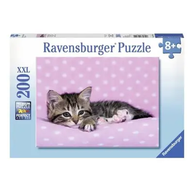 Ravensburger Roztomilé koťátko na růžové dece 200 dílků