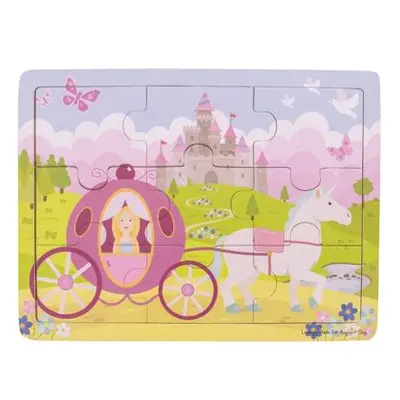 Bigjigs Toys Dřevěné puzzle princezna s kočárem