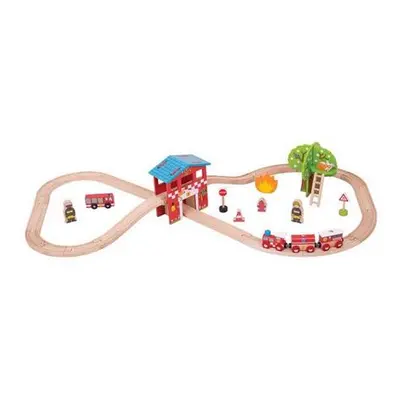 Bigjigs Rail Dřevěná vláčkodráha hasičská stanice