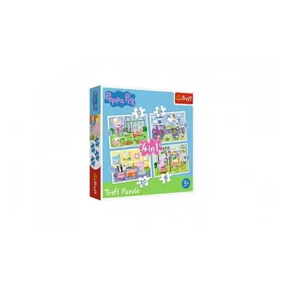 Puzzle 4v1 Peppa Pig/Prasátko Pepa Vzpomínka na prázdniny