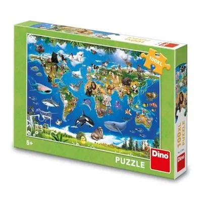 Dino Puzzle Mapa zvířat 100 XL dílků