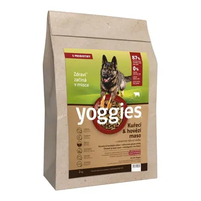 2kg Yoggies Kuřecí&hovězí maso, granule lisované za studena s probiotiky