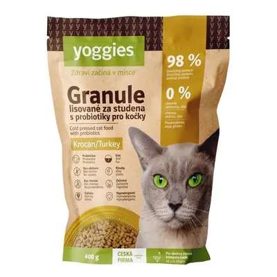 400g Yoggies Granule pro kočky s krocaním masem, lisované za studena s probiotiky