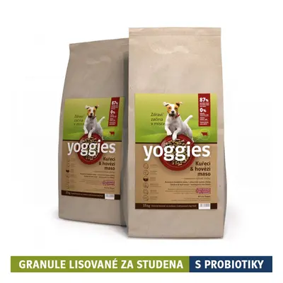 30kg Yoggies Kuřecí&hovězí maso, granule lisované za studena s probiotiky