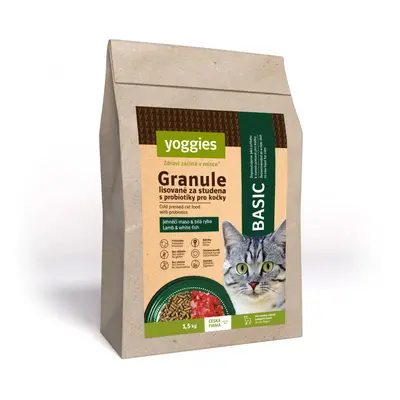 1,5kg Yoggies Cat "Basic" granule pro kočky, lisované za studena s probiotiky