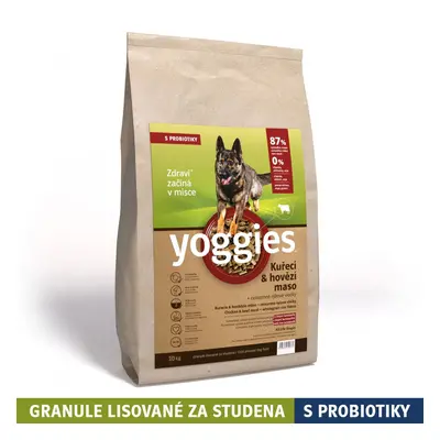 10kg Yoggies Kuřecí&hovězí maso, granule lisované za studena s probiotiky