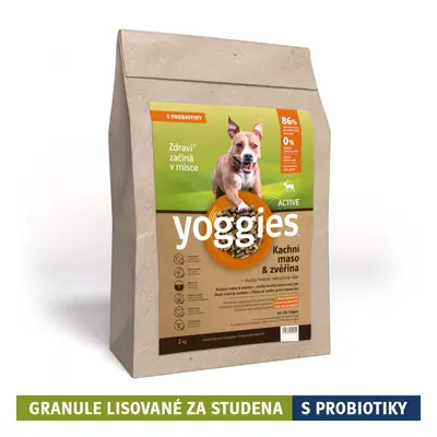 2kg Yoggies Active Kachní maso&zvěřina, granule lisované za studena s probiotiky