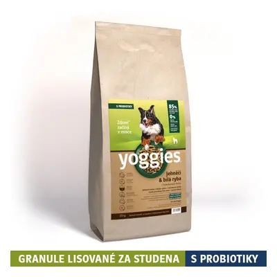 15kg Yoggies Jehněčí maso&bílá ryba, granule lisované za studena s probiotiky