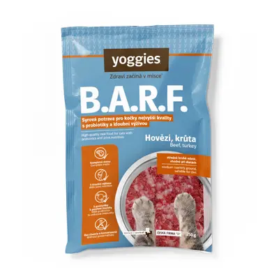 1,5kg Yoggies B.A.R.F. Hovězí a krůtí komplet s brusinkami a konopným olejem s probiotiky