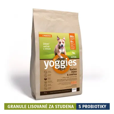 5kg Yoggies Active Kachní maso&zvěřina, granule lisované za studena s probiotiky