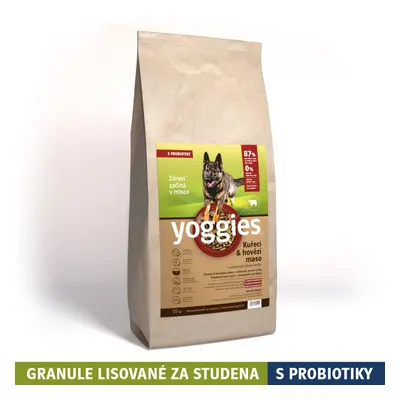 15kg Yoggies Kuřecí&hovězí maso, granule lisované za studena s probiotiky