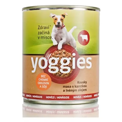 800g Yoggies hovězí konzerva s karotkou a lněným olejem