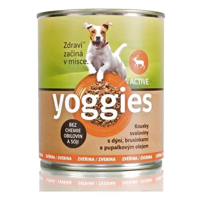 800g Yoggies zvěřinová konzerva s dýní, brusinkami a pupálkovým olejem