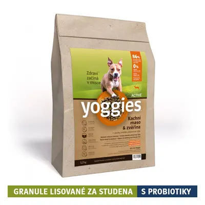 1,2kg Yoggies Active Kachní maso&zvěřina, granule lisované za studena s probiotiky