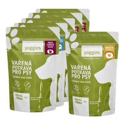 Degustační menu 5+1 zdarma (6x 650g) Yoggies Vařená potrava pro psy