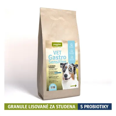 10kg Yoggies VET Gastro Sensitive s krůtím masem, granule lisované za studena s probiotiky