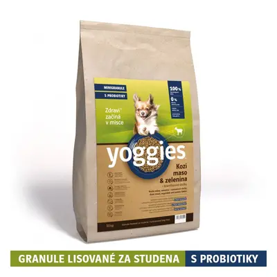 10kg Yoggies Kozí maso&zelenina, hypoalergenní minigranule lisované za studena s probiotiky