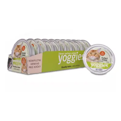 12x85g Yoggies mistička pro kočky s kuřecím masem a želé omáčkou