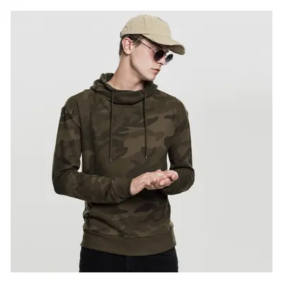 Mikina Urban Classics High Neck Camo Hoody olive camo