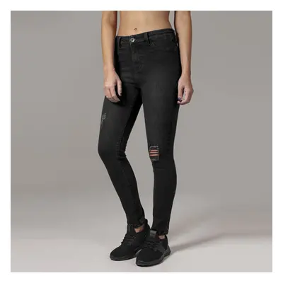 Urban Classics Ladies High Waist Skinny Denim Pants black washed