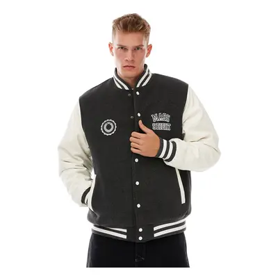 Mass Denim Athletic Baseball Jacket dark heather grey