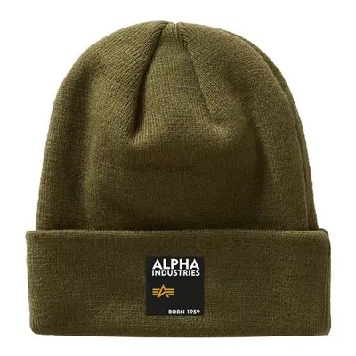 čepice Alpha Industries Label Beanie Olive