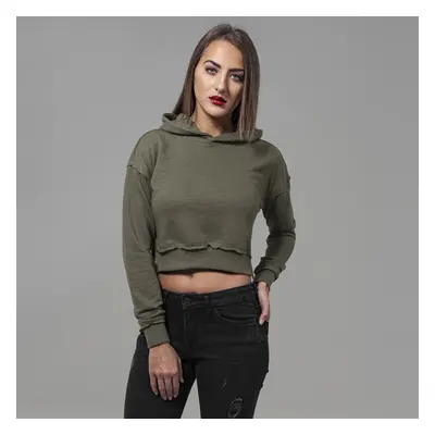 Urban Classics Ladies Short Slub Terry Hoody olive